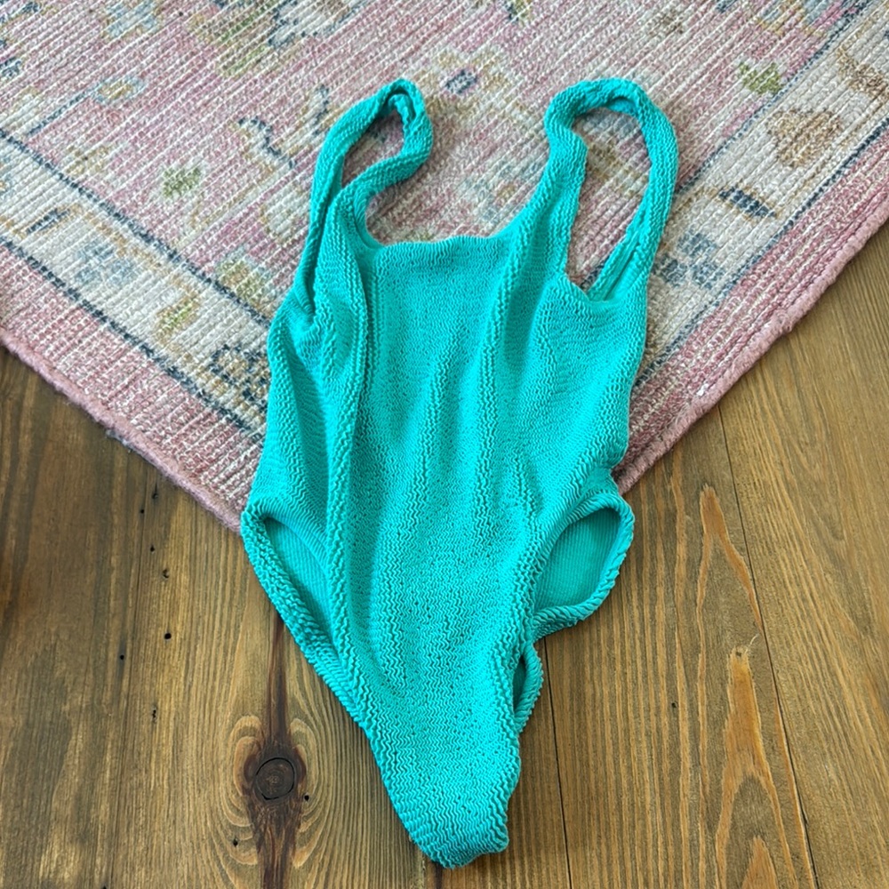 Pitusa Teal One-Piece Crinkle Swimsuit